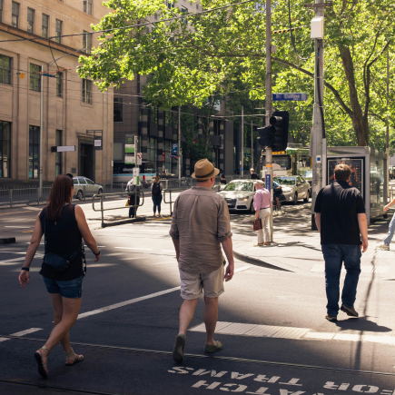 People walking on Collins St in Melbourne